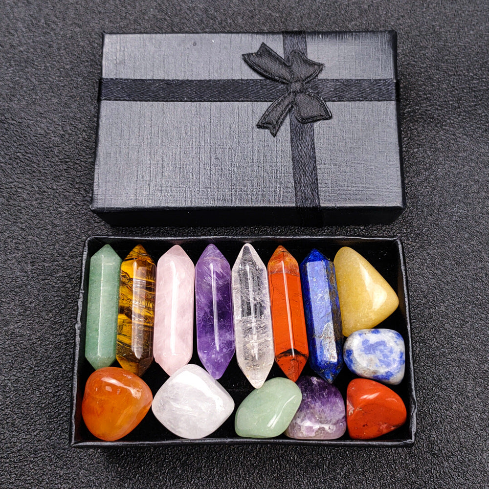 Deluxe Chakra Healing Crystal Set in Elegant Black Gift Box – Includes Raw and Tumbled Gemstones for Meditation, Energy Balancing, and Spiritual Practices