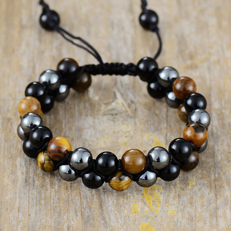 Grounding Hematite, Onyx, and Tiger’s Eye Energy Bracelet with Protective Gemstone Beads