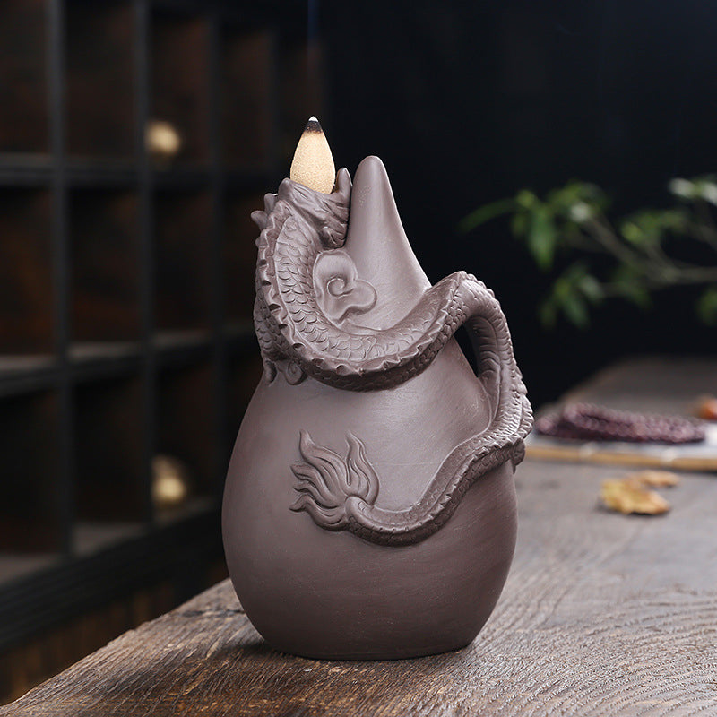 Dragon Backflow Incense Burner with Cascading Smoke Flow - Spiritual Aromatherapy Decoration