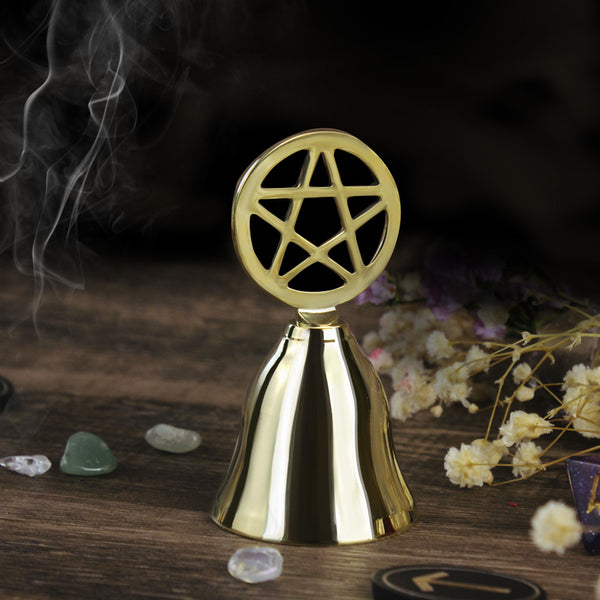 Golden Pentagram Altar Bell for Spiritual Cleansing, Rituals, and Meditation