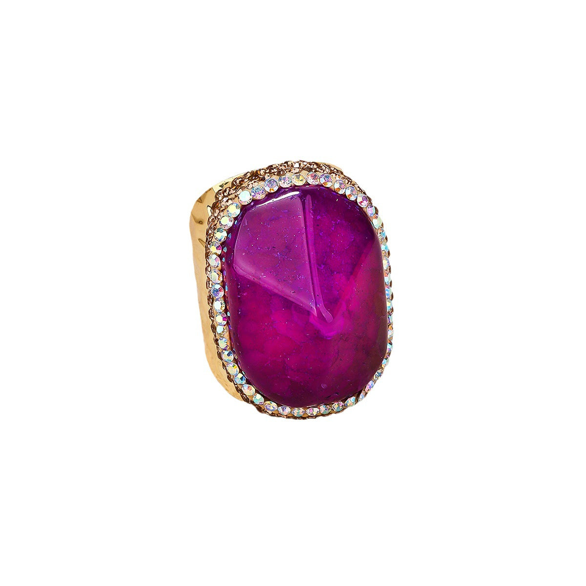 Vibrant Crystal Gemstone Statement Ring with Gold Accents for Spiritual Healing