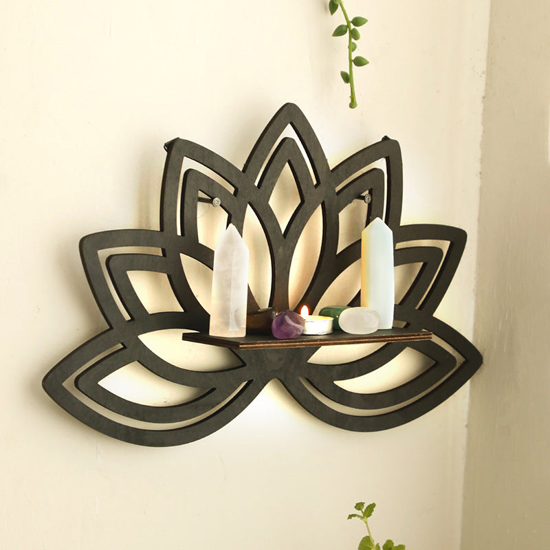 Lotus Flower Wall Shelf - Spiritual Boho Decor