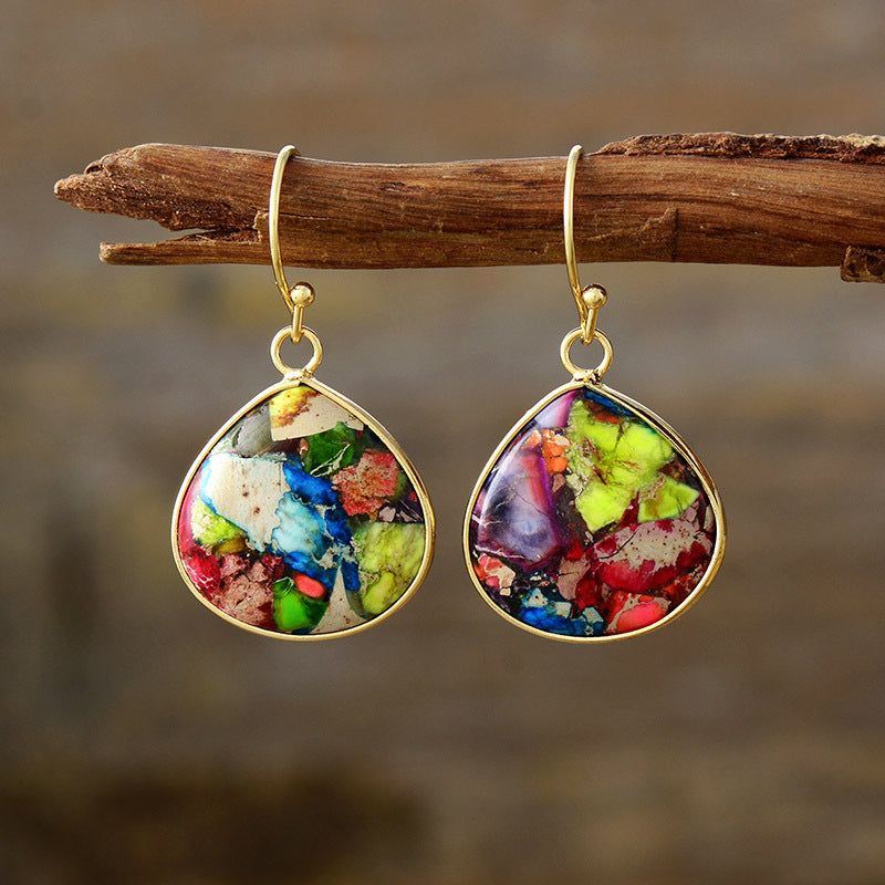 Artisan Gemstone Drop Earrings with Gold Accents for Spiritual Harmony and Energy Balancing