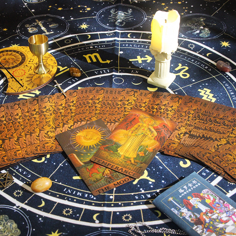 Deluxe Gold Foil Tarot Deck with Intricate Design for Spiritual Guidance and Divination