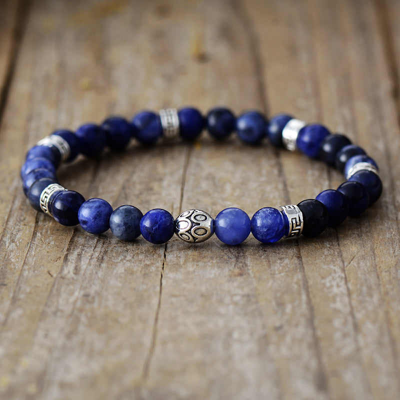 Sodalite and Green Jasper Dual Energy Bracelet for Spiritual Wisdom and Grounding Protection