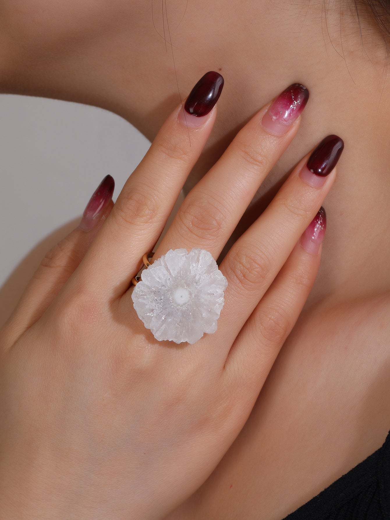 Vibrant Geode Druzy Crystal Statement Ring – Spiritual Energy Healing Gemstone Ring