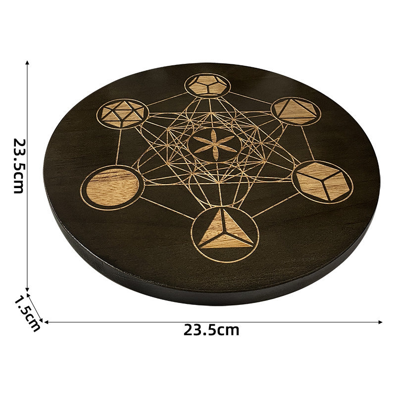 Sacred Geometry Crystal Grid Board with Metatron's Cube Design for Meditation, Manifestation, and Energy Healing - Spiritual Altar Tool and Home Decor