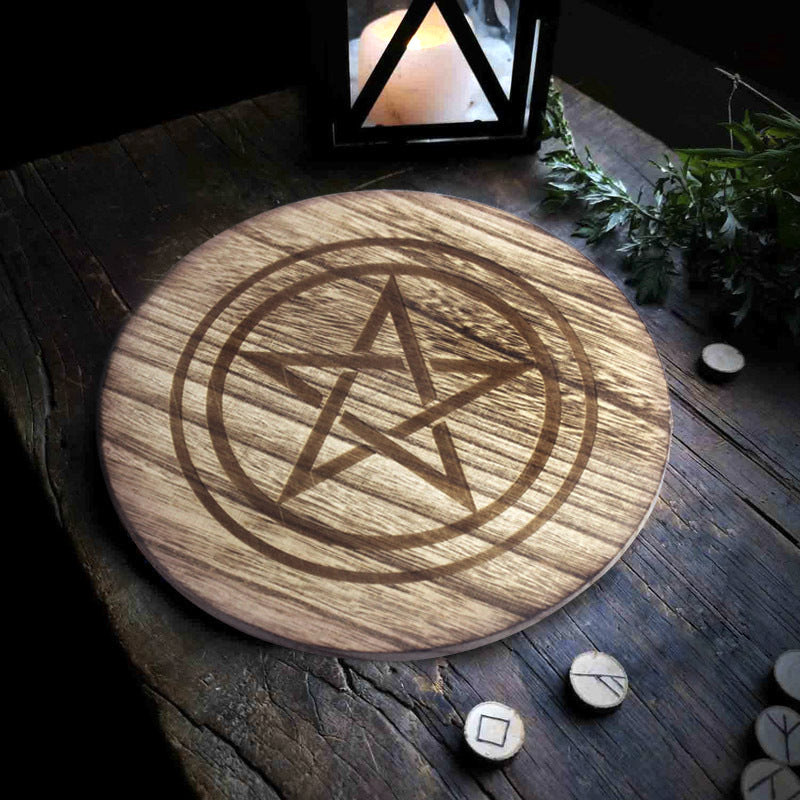 Wooden Pentacle Altar Plate for Rituals and Spell Casting – Essential Tool for Wiccan and Pagan Practices