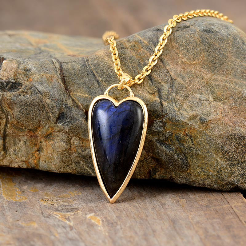 Labradorite Heart-Shaped Healing Energy Necklace