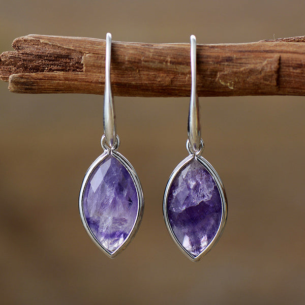 Handcrafted Amethyst, Labradorite, and Emerald Drop Earrings with Sterling Silver and Gold-Plated Hooks for Spiritual Empowerment