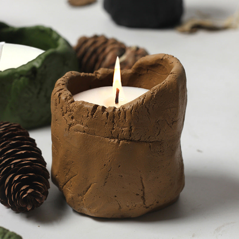 Natural Earthy Textured Stone-Look Candles for Spiritual Healing and Meditation