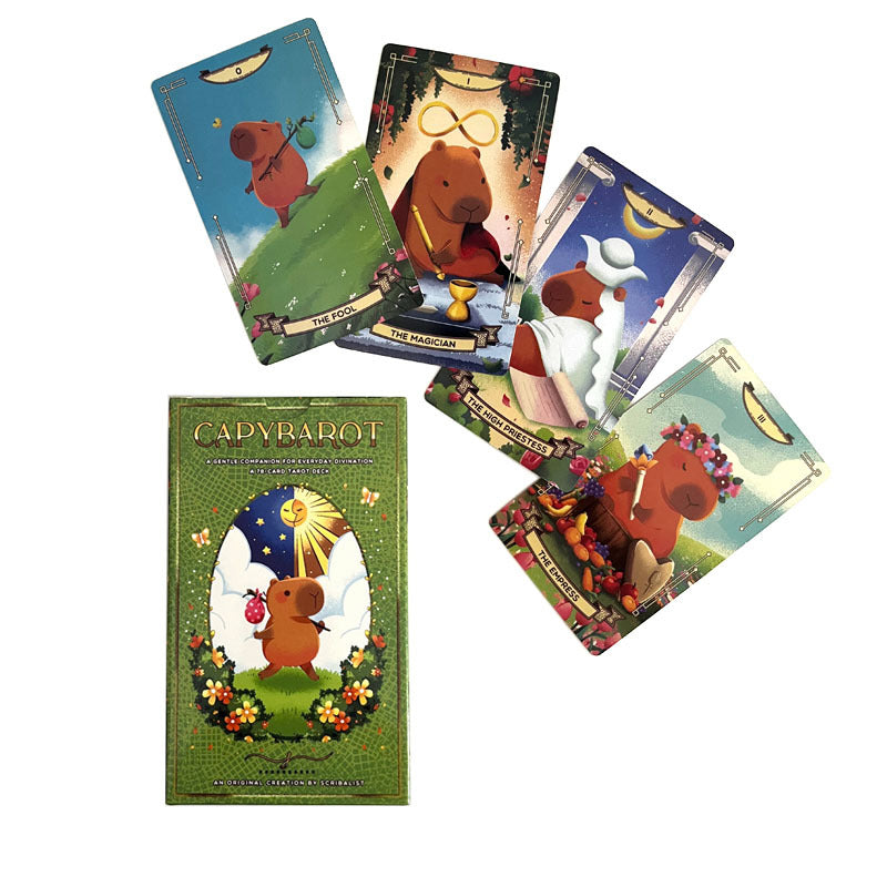 Capybarot Tarot Deck for Gentle Spiritual Guidance and Lighthearted Readings - 78 Card Set with Cute Capybara Illustrations