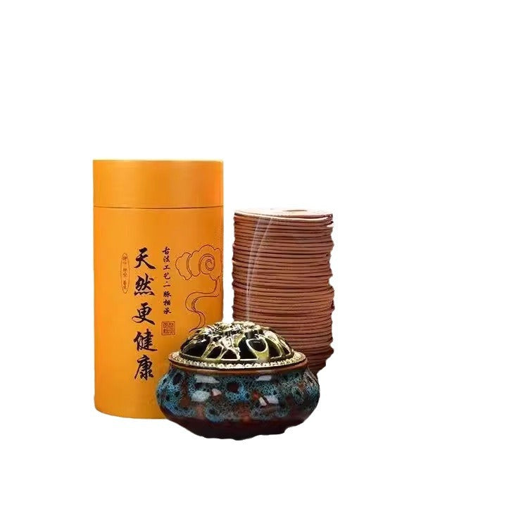 Premium Natural Incense Coils with Artisan Ceramic Burner for Spiritual Healing and Aromatherapy