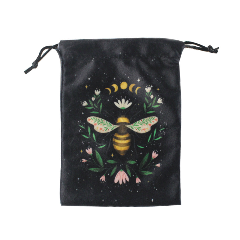 Mystical Moth and Moon Velvet Drawstring Pouches for Tarot Cards, Crystals, and Spiritual Essentials - Celestial and Nature-Inspired Designs