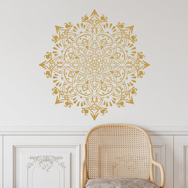 Golden Mandala Sacred Wall Art Decal - Spiritual Home Decor