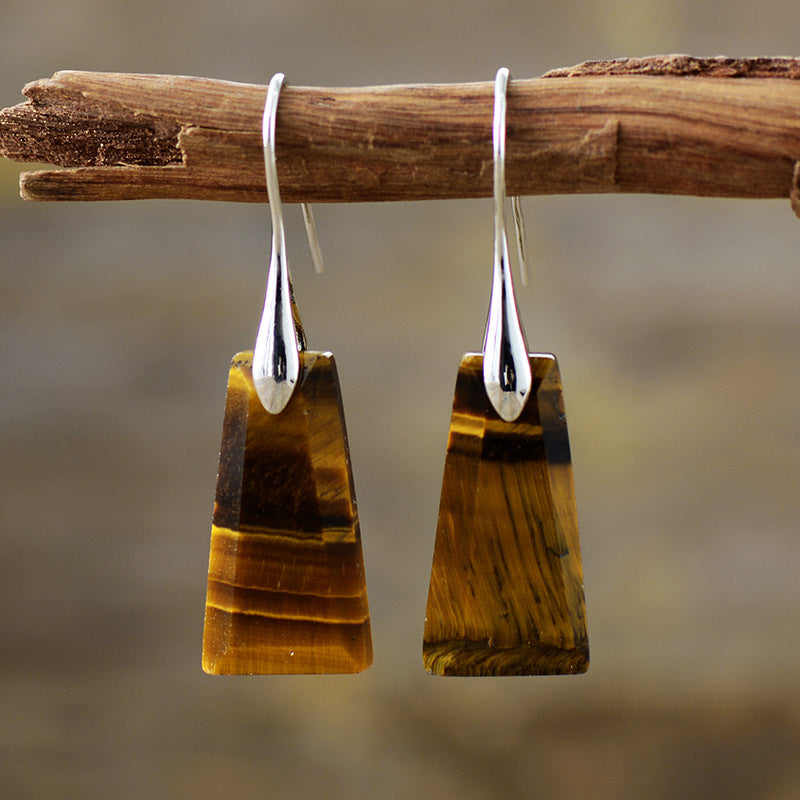 Golden Tiger's Eye and Brass Spiritual Energy Earrings with Enhanced Healing Vibes