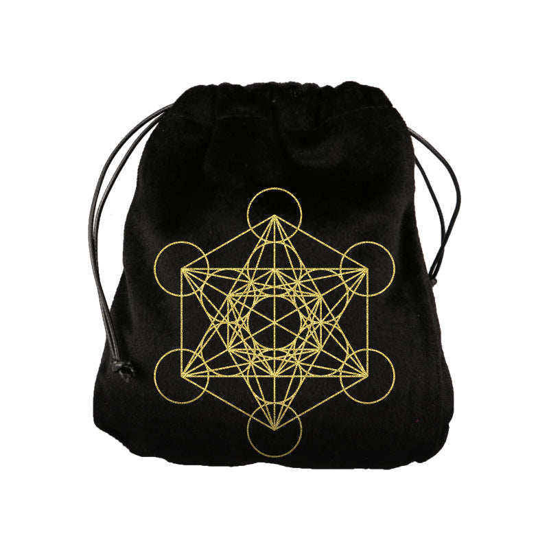 Velvet Drawstring Spiritual Pouches with Sacred Symbol Designs for Crystals, Tarot, and Rune Storage