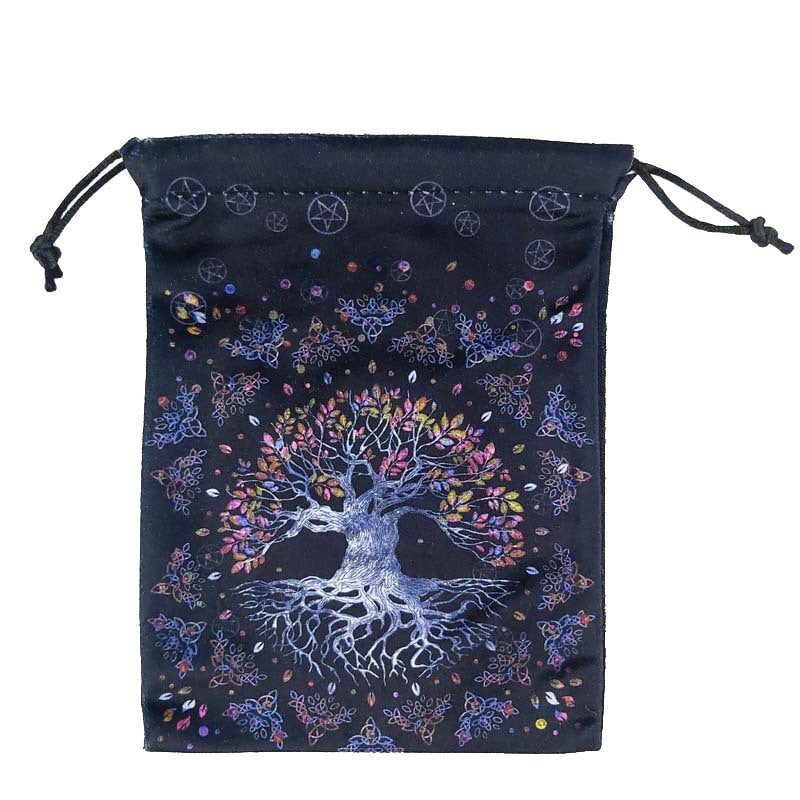 Mystical Moon & Nature Themed Velvet Drawstring Pouches for Tarot Cards and Spiritual Accessories