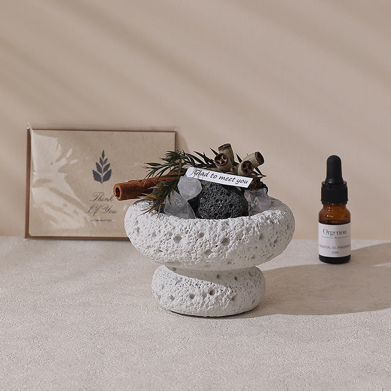 Volcanic Stone Essential Oil Diffuser Bowl with Natural Crystals for Spiritual Energy Cleansing