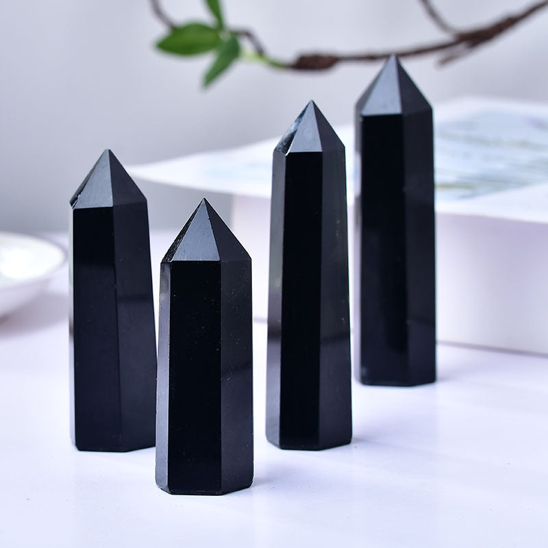 Black Obsidian Crystal Towers for Spiritual Protection and Healing - Polished Obelisks for Energy Cleansing