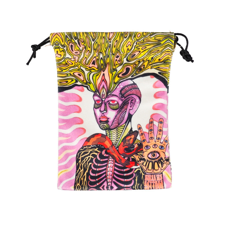 Vibrant Psychedelic Art Tarot and Crystal Drawstring Pouches for Spiritual Tools and Accessories – Unique and Eye-Catching Designs for Mystical Storage