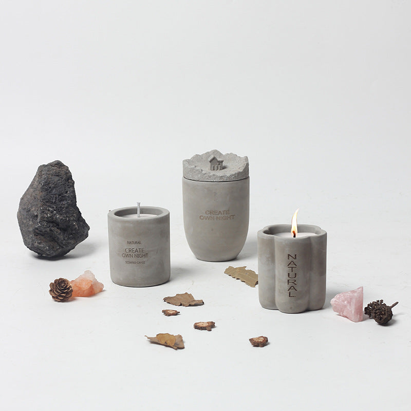 Minimalist Natural Concrete Candles for Meditation, Relaxation, and Spiritual Ambiance