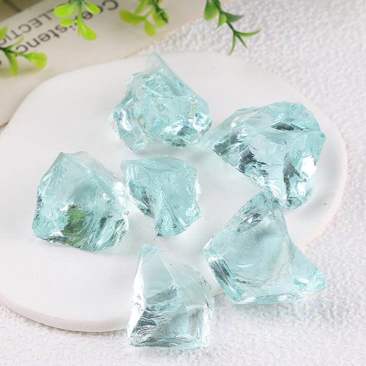 Natural Aqua Aura Quartz Crystal Chunks for Spiritual Healing and Energy Amplification