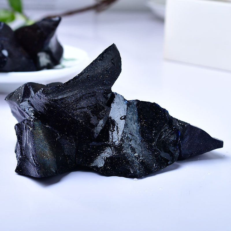 Black Obsidian Raw Stones for Spiritual Protection and Grounding