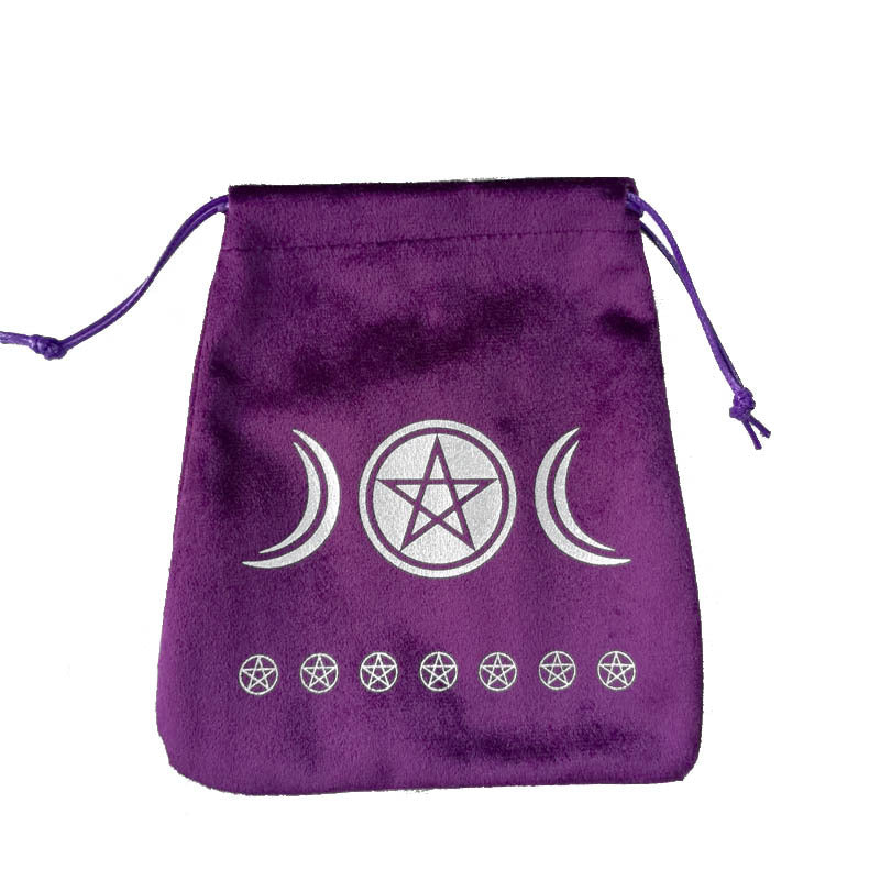 Velvet Drawstring Spiritual Pouches with Sacred Symbol Designs for Crystals, Tarot, and Rune Storage