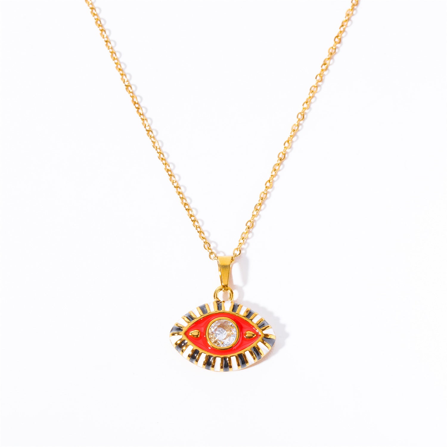 Enamel Evil Eye Necklace Collection – Vibrant Protection Charms in Gold