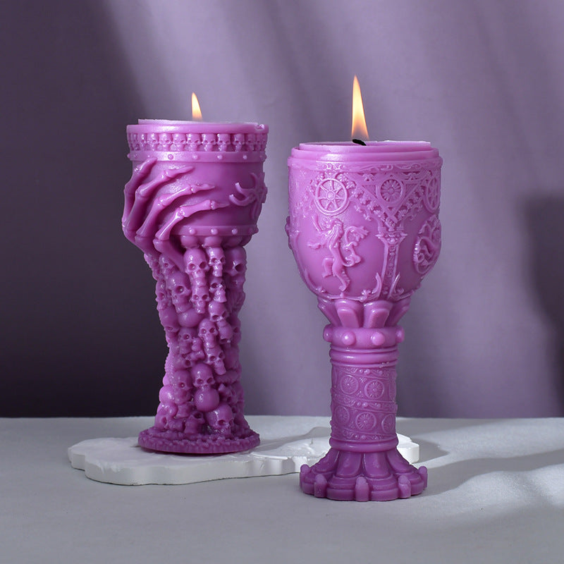 Mystical Gothic Chalice Candle Set - Enigmatic Handcrafted Sculptural Wax Art