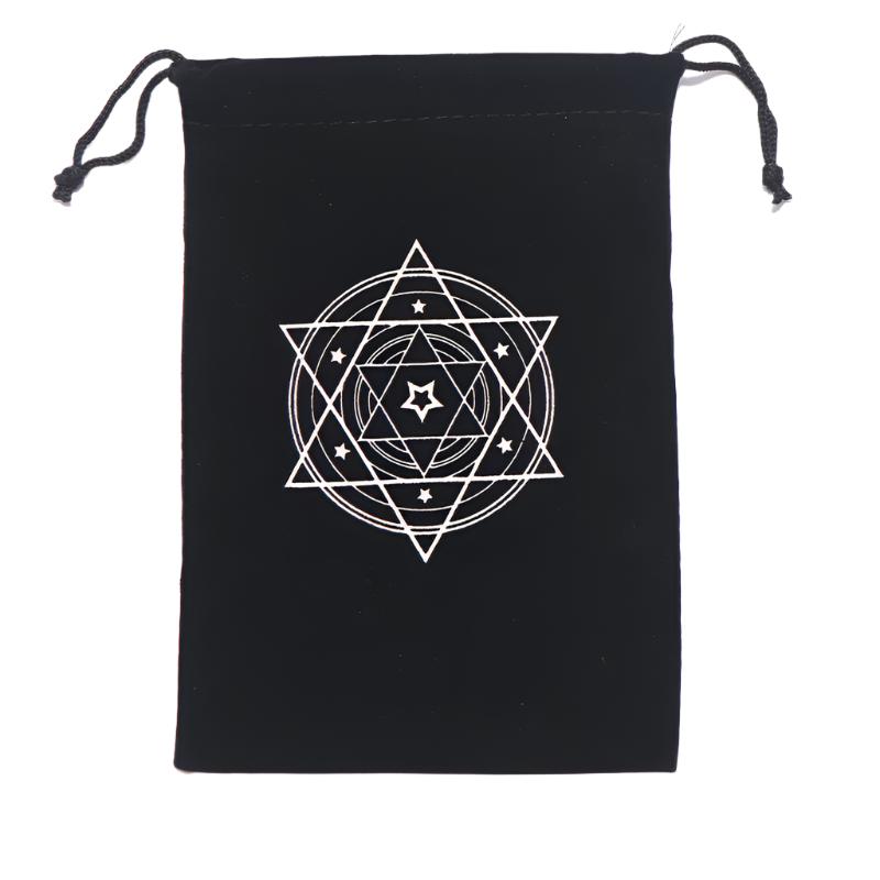 Mystic Velvet Tarot Card Pouch with Sacred Geometry Embroidery – Spiritual Drawstring Bag for Tarot Decks, Runes, and Crystals