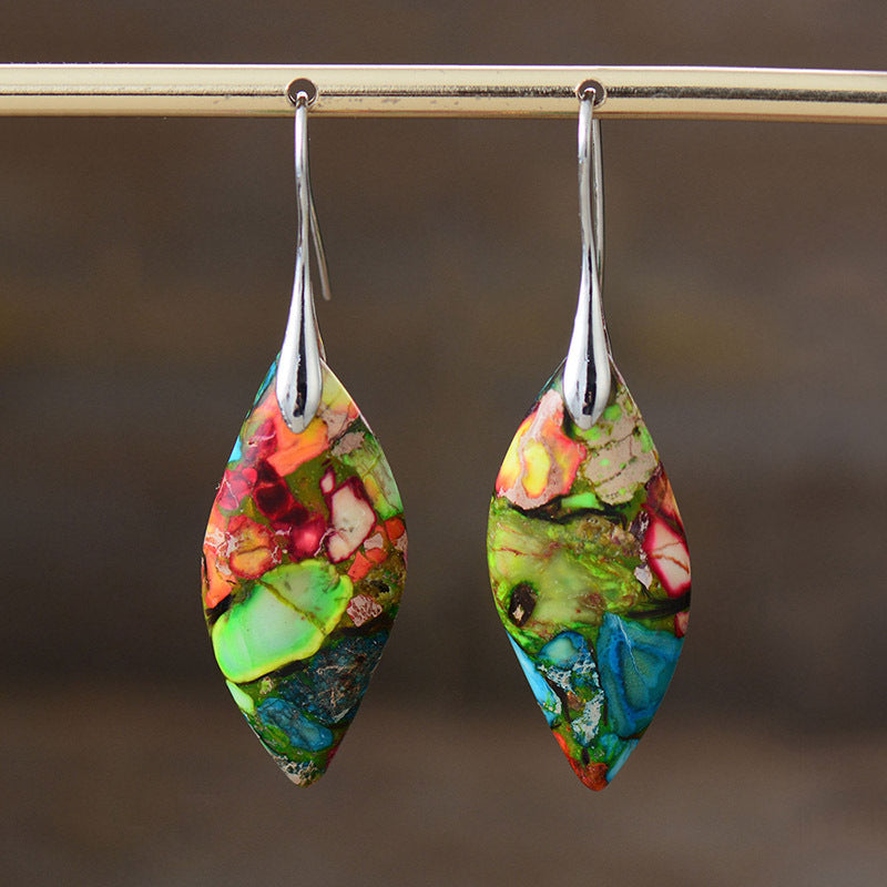 Multicolored Jasper and Silver Spiritual Harmony Earrings for Balance and Positive Energy