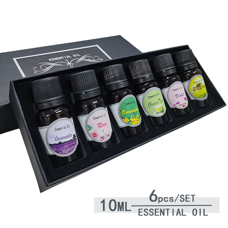 Premium Aromatherapy Essential Oil Set - Lavender, Rose, Ocean, Lemon, Sandalwood, Jasmine - 6x10ml for Relaxation & Well-Being