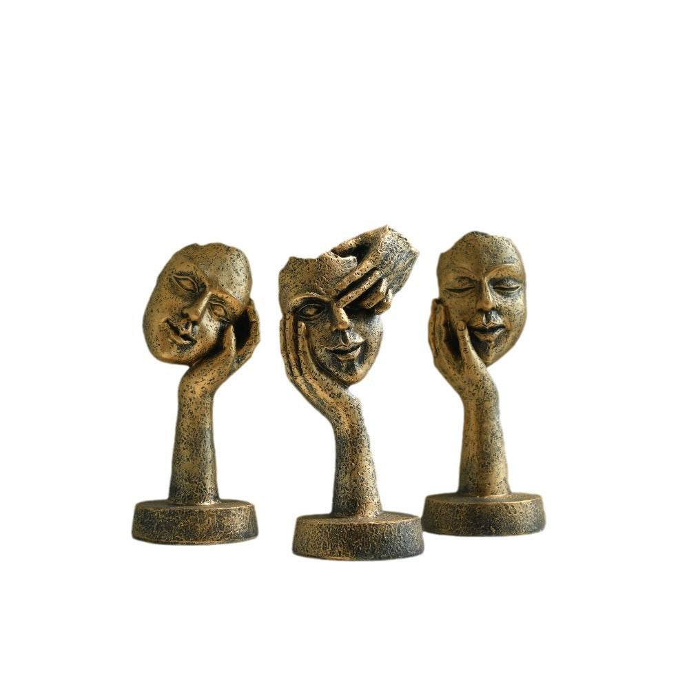 Abstract Meditation Face Sculptures - Handcrafted Spiritual Decor for Tranquility and Inner Peace