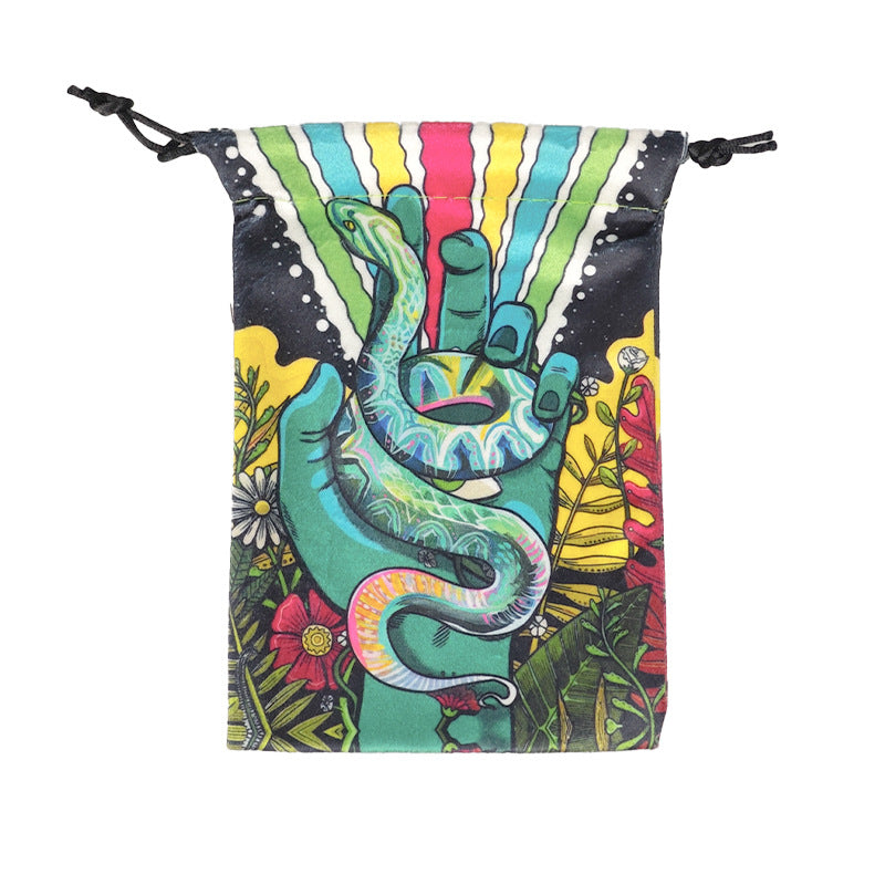 Vibrant Psychedelic Art Tarot and Crystal Drawstring Pouches for Spiritual Tools and Accessories – Unique and Eye-Catching Designs for Mystical Storage