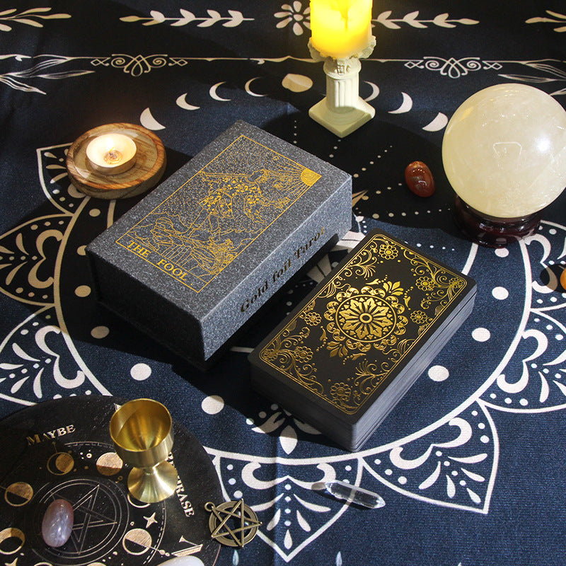 Premium Gold Foil Tarot Deck with Exquisite Storage Box for Mystical Divination - Classic 78-Card Set with Guidebook