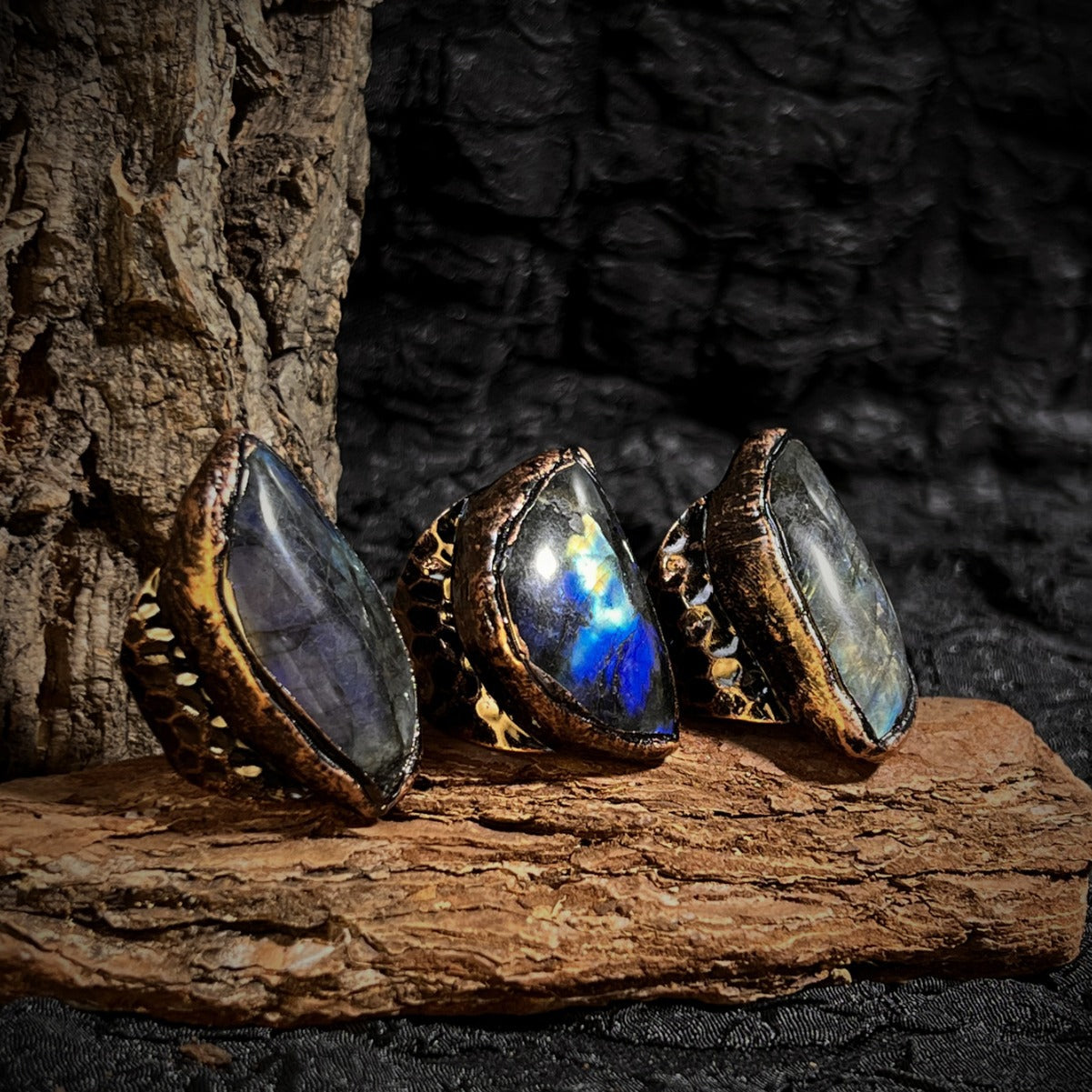 Handcrafted Labradorite Statement Ring with Raw Crystal Finish for Intuition Enhancement and Spiritual Protection