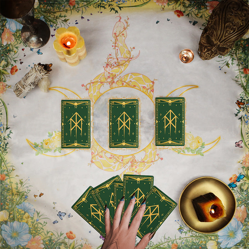 Tarot Tablecloth with Dancing Butterfly and Snake Design - Premium Tarot Reading Cloth for Spiritual Card Spreads