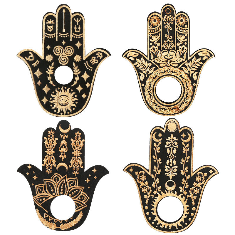 Handcrafted Hamsa Wall Art with Gold Accents for Spiritual Protection