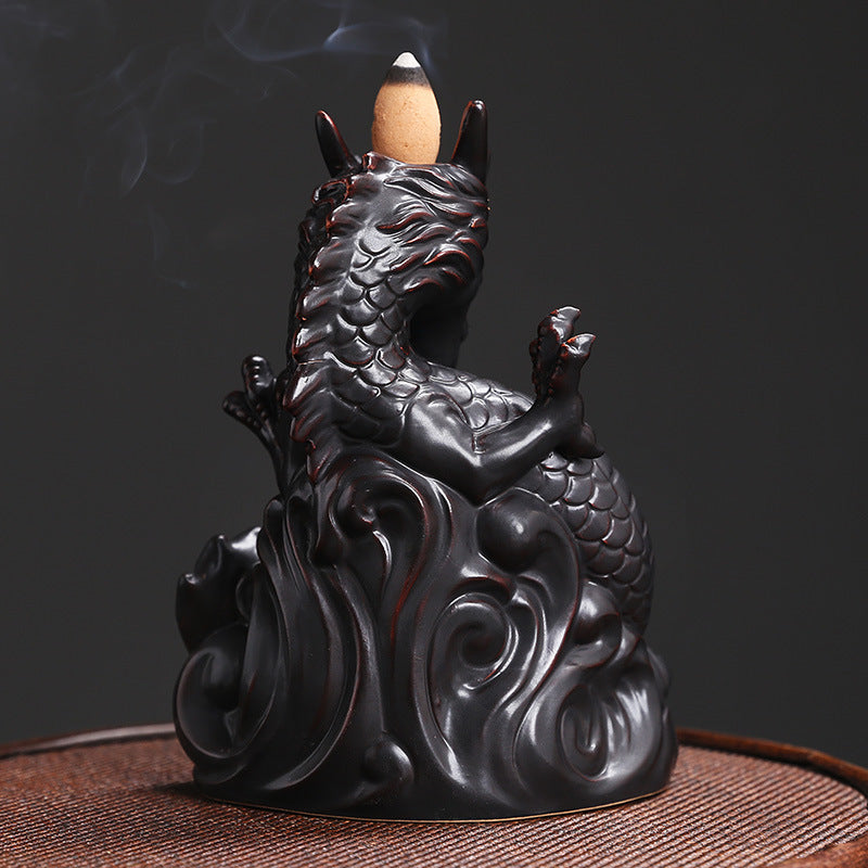 Dragon Backflow Incense Burner with Glass Orb for Meditation, Feng Shui, and Spiritual Cleansing