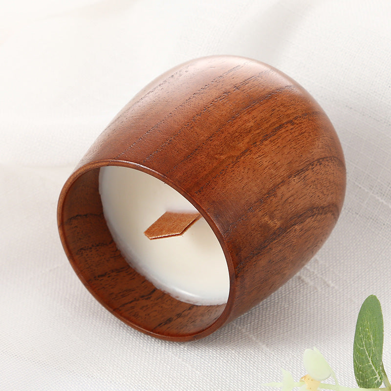 Handcrafted Natural Wooden Bowl Candle with Crackling Wooden Wick for Meditation, Relaxation, and Spiritual Ambiance