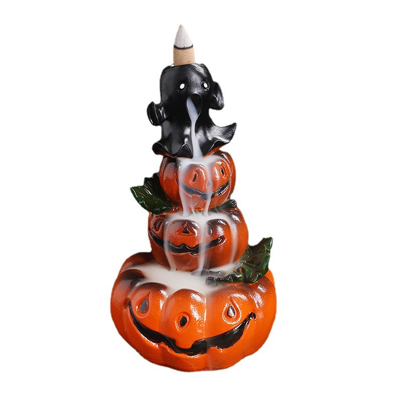 Spooky Pumpkin Ghost Backflow Incense Burner for Halloween Decoration and Meditation