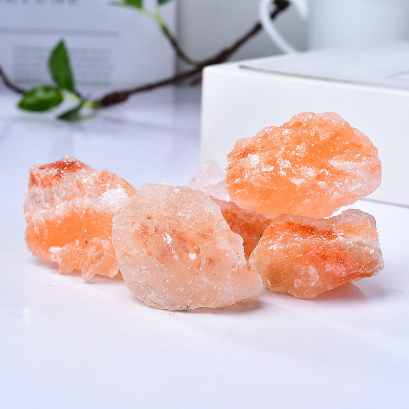 Natural Peach Selenite Healing Stones for Spiritual Energy and Chakra Balancing