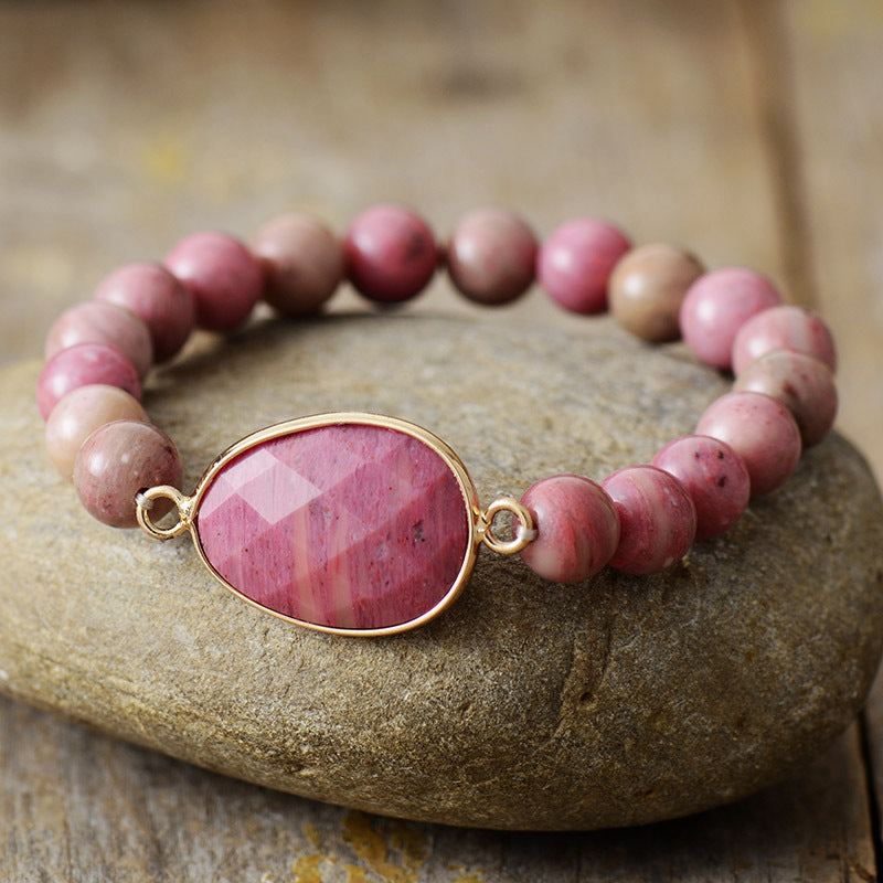 Radiant Serenity Rhodonite Healing Bracelet for Emotional Balance and Inner Strength