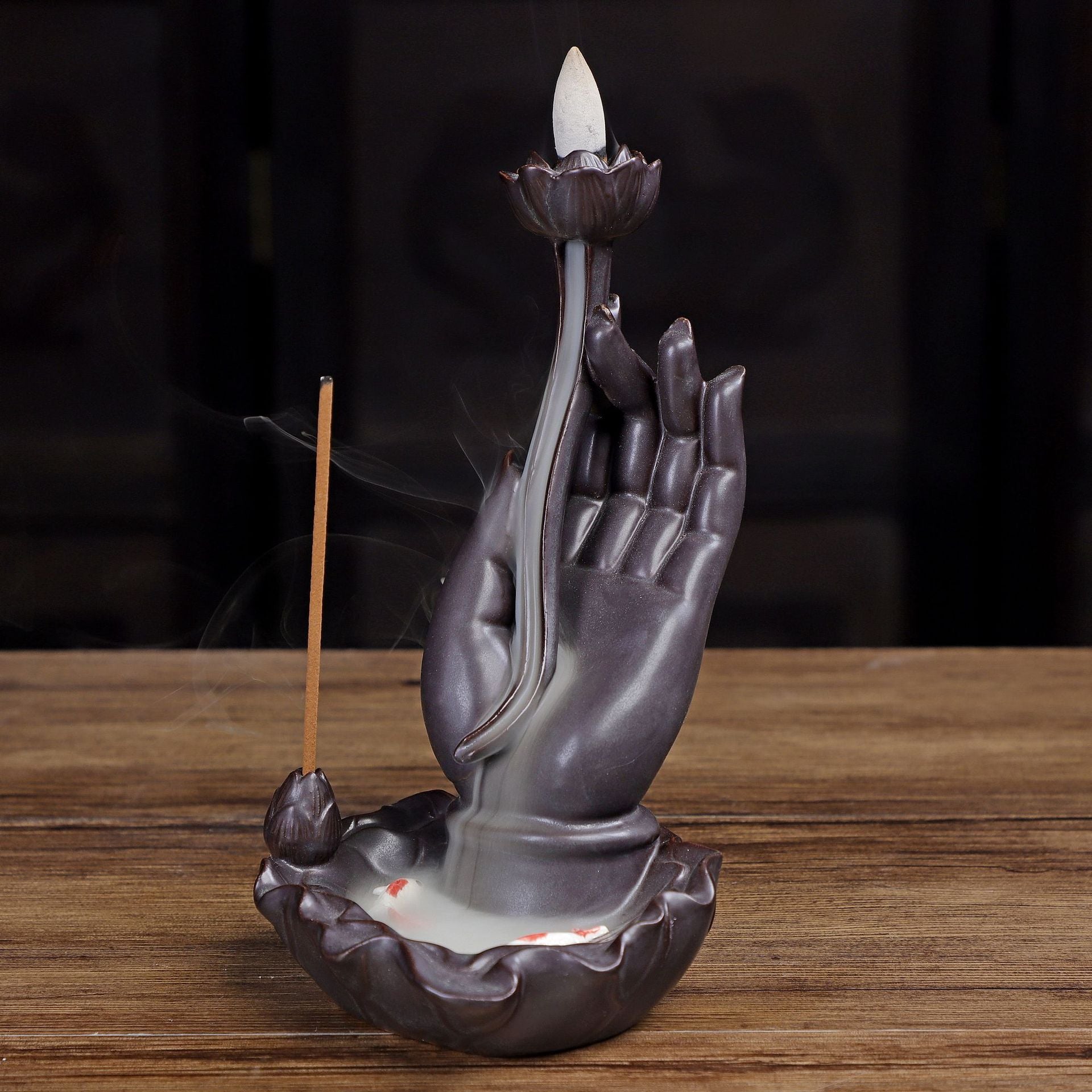 Graceful Handcrafted Lotus Hand Incense Burner for Spiritual Harmony