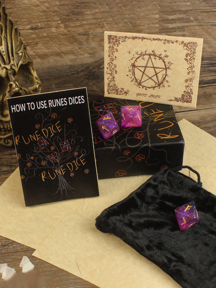 Mystical Rune Dice Divination Set with Guidebook and Velvet Pouch – Enhance Your Spiritual Practice and Fortune-Telling Skills