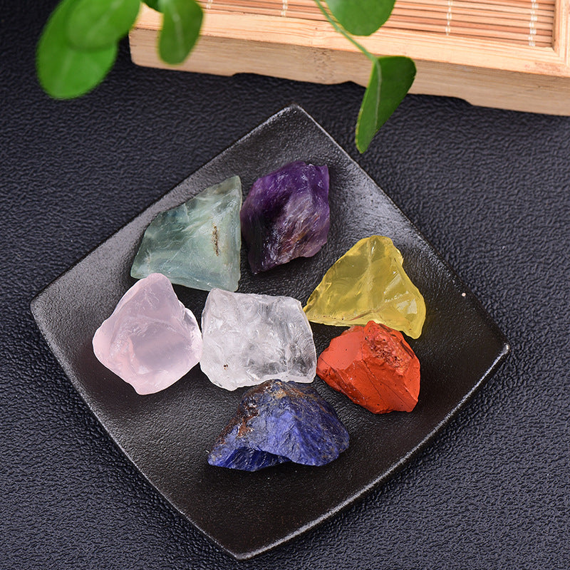 Multi-Colored Raw Gemstone Collection for Chakra Healing and Energy Balancing - 7 Stone Set