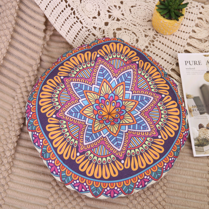 Mandala Meditation Floor Cushion with Intricate Ethnic Patterns