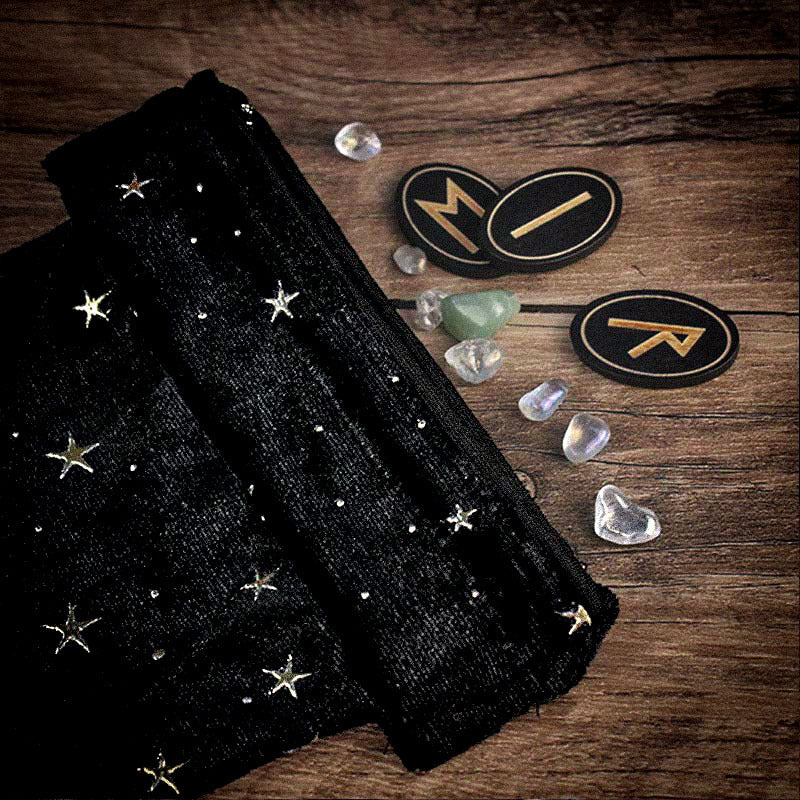 Luxurious Velvet Drawstring Pouch with Starry Sky Embroidery for Tarot, Crystals, and Spiritual Essentials